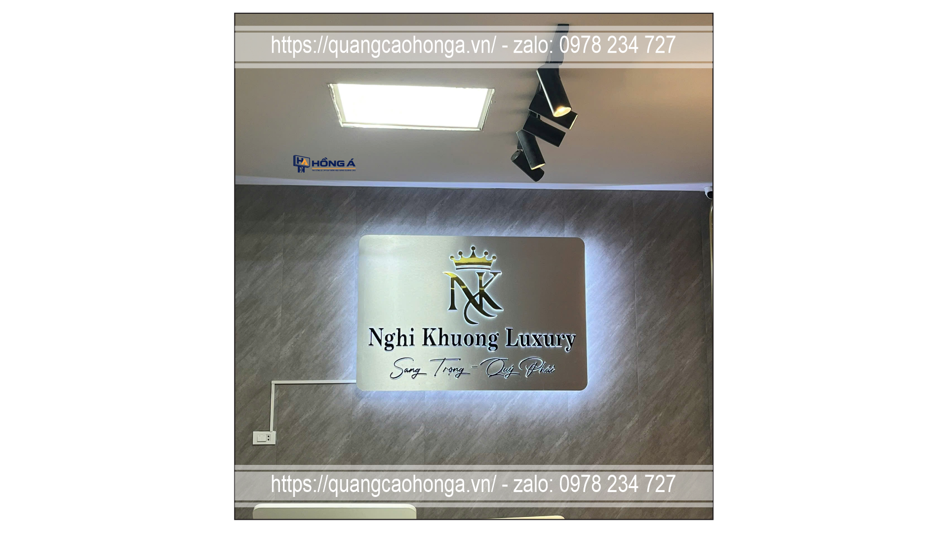 Logo nền alu chữ nổi mica cháo cao cấp
