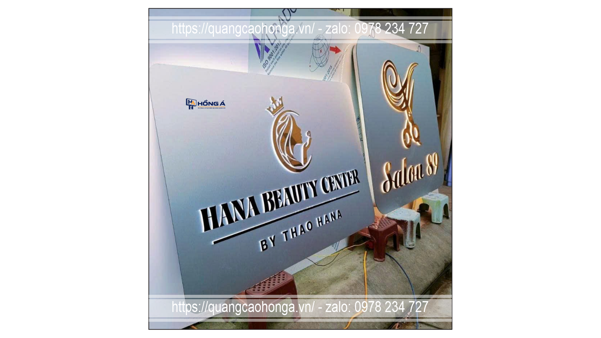 Logo nền alu chữ nổi mica cháo cao cấp